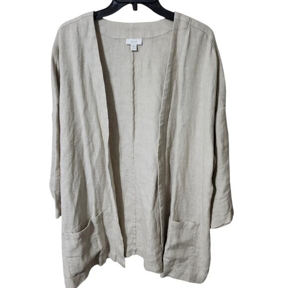 J.Jill Pure Jill Plus Size 2X Unstructured Blazer Open Front Beige Pockets - Picture 2 of 9